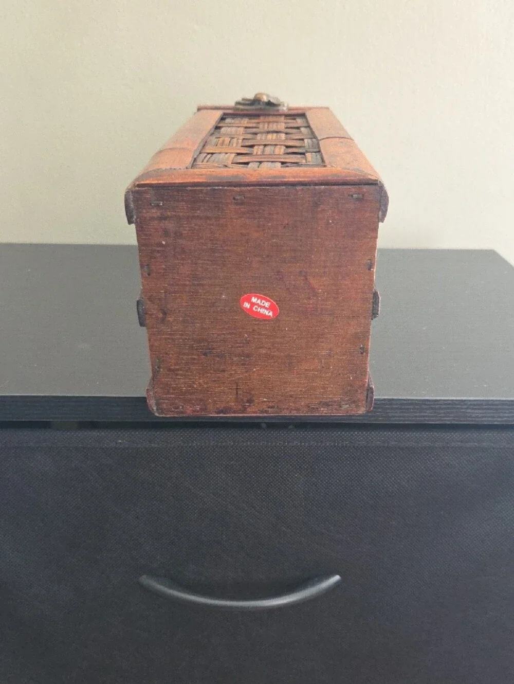 Vintage Woven Bamboo Hinged Wine Bottle Carrier